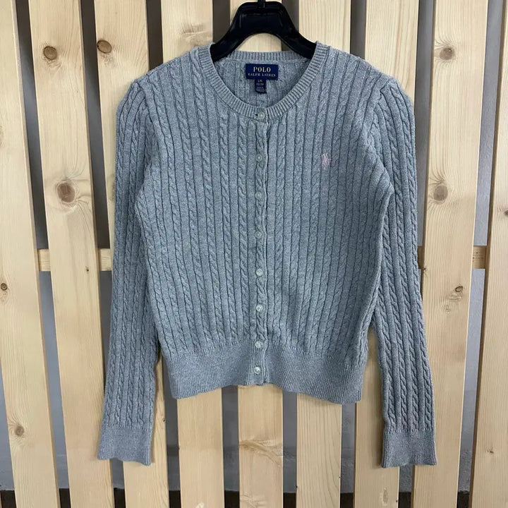 [BUNJANG] Polo Ralph Lauren Cable Knit Cardigan / (S) 폴로 랄프로렌 핑크 그레이 케이블 니트 가디건