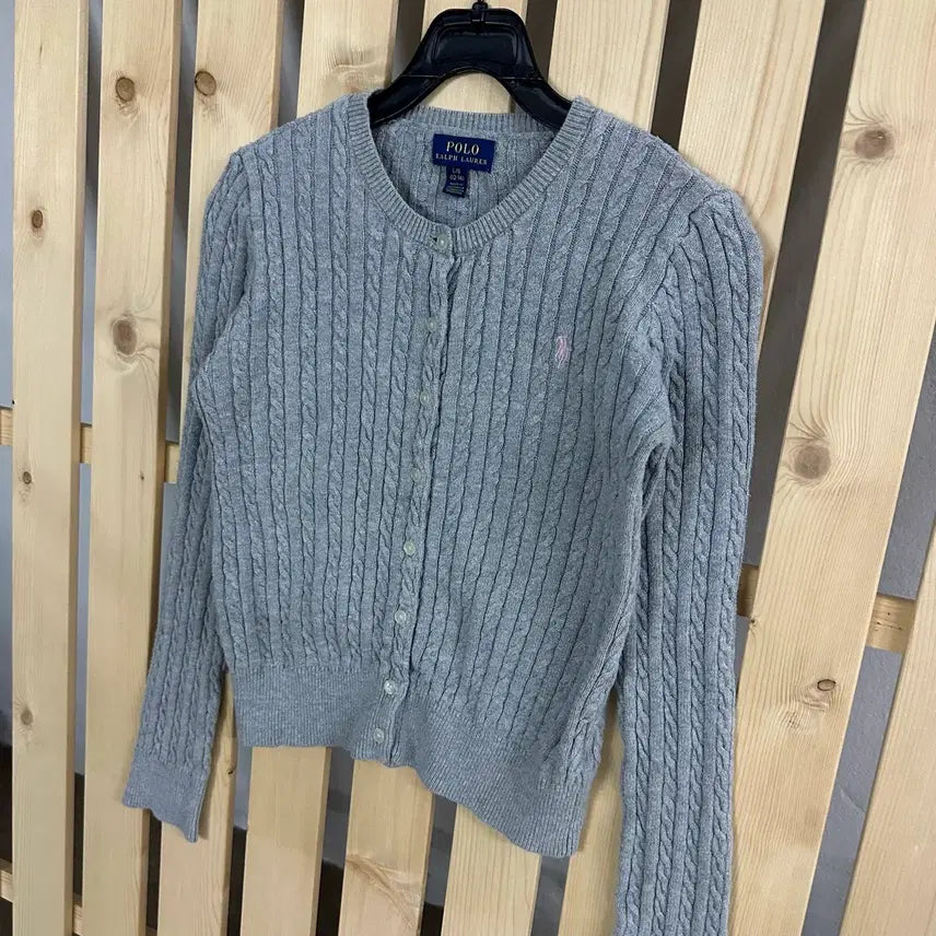 [BUNJANG] Polo Ralph Lauren Cable Knit Cardigan / (S) 폴로 랄프로렌 핑크 그레이 케이블 니트 가디건