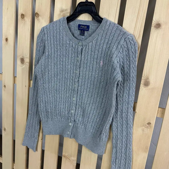 [BUNJANG] Polo Ralph Lauren Cable Knit Cardigan / (S) 폴로 랄프로렌 핑크 그레이 케이블 니트 가디건