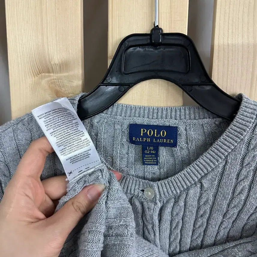 [BUNJANG] Polo Ralph Lauren Cable Knit Cardigan / (S) 폴로 랄프로렌 핑크 그레이 케이블 니트 가디건