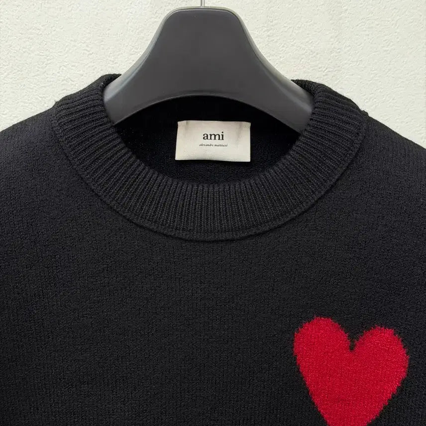 [BUNJANG] 아미 버진울 빅하트 인타르시아 니트 블랙 M / 아미 버진울 빅하트 인타르시아 니트 블랙 M