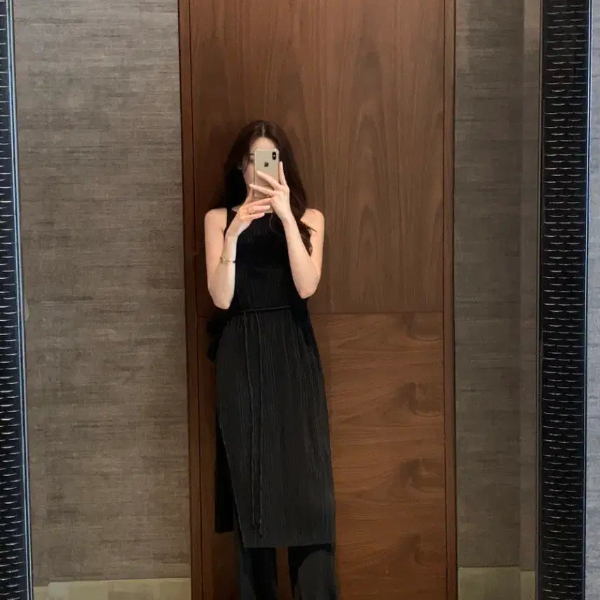 [BUNJANG] Obzest Pleated Long Tank Dress and Pants Set / [새상품]오브제스트 플리츠 롱 나시 원피스 팬츠 세트 셋업 바캉스룩 격식