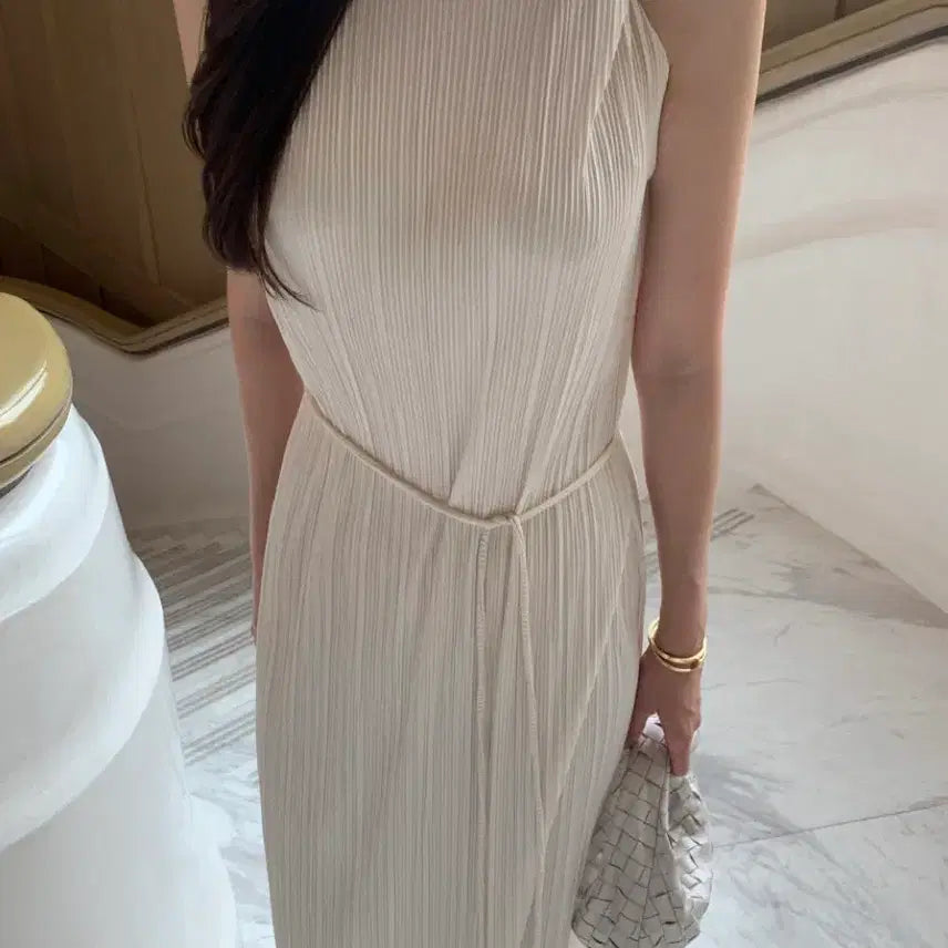 [BUNJANG] Obzest Pleated Long Tank Dress and Pants Set / [새상품]오브제스트 플리츠 롱 나시 원피스 팬츠 세트 셋업 바캉스룩 격식