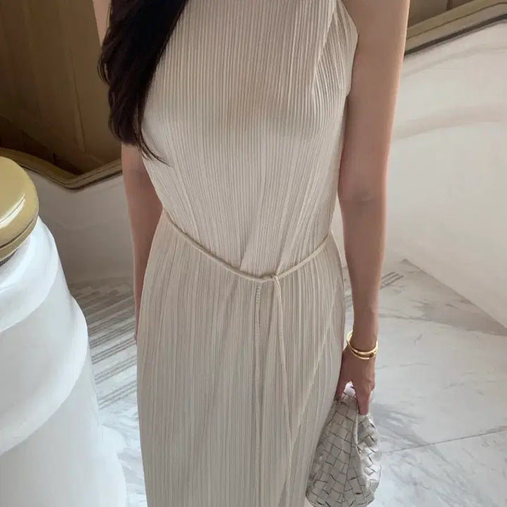 [BUNJANG] Obzest Pleated Long Tank Dress and Pants Set / [새상품]오브제스트 플리츠 롱 나시 원피스 팬츠 세트 셋업 바캉스룩 격식