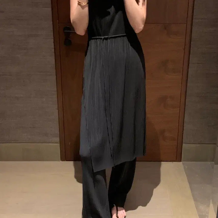 [BUNJANG] Obzest Pleated Long Tank Dress and Pants Set / [새상품]오브제스트 플리츠 롱 나시 원피스 팬츠 세트 셋업 바캉스룩 격식