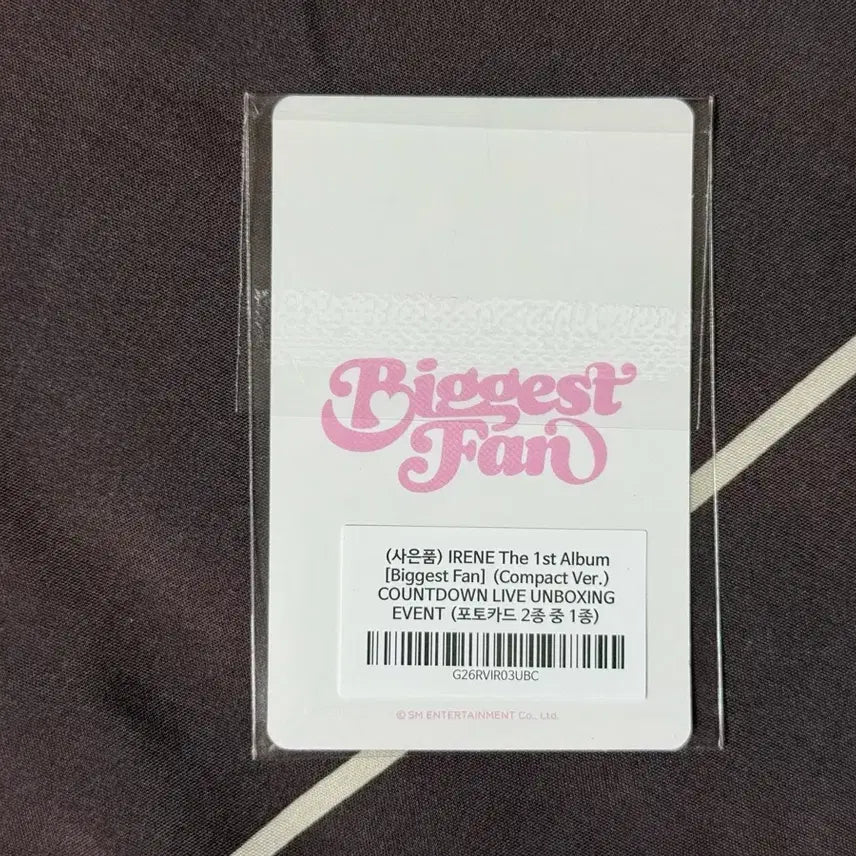 [SOLD OUT] 레드벨벳 아이린 biggest fan 베리즈 카운트다운 라이브 포카
