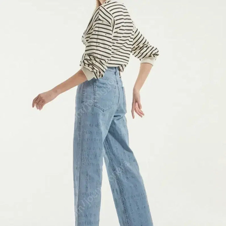 [SOLD OUT] 랑방 로고자수 595000원와이드 데님 팬츠