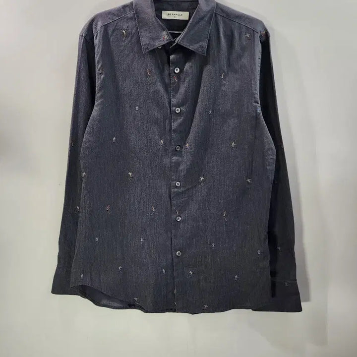 [BUNJANG] BEANPOLE Figure Embroidered Dark Gray Cotton Shirt / [100] 빈폴 남성 피겨 자수 다크그레이 면 셔츠 2.5