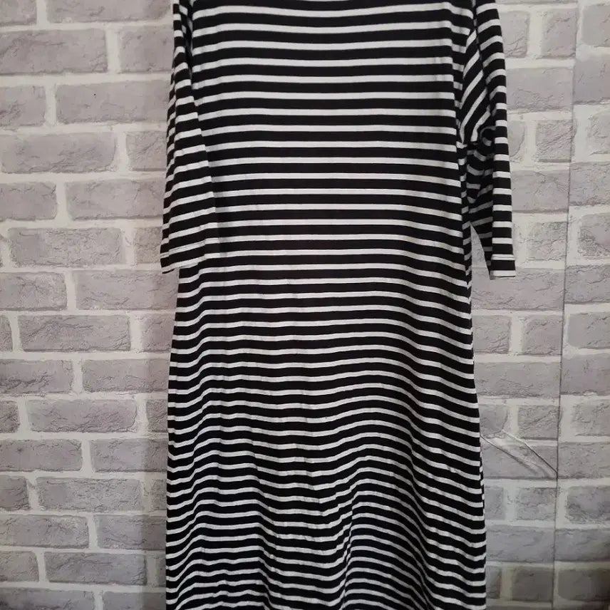 [SOLD OUT] JAJU 스트라이프 칠부소매 롱원피스L/알뜰한여우