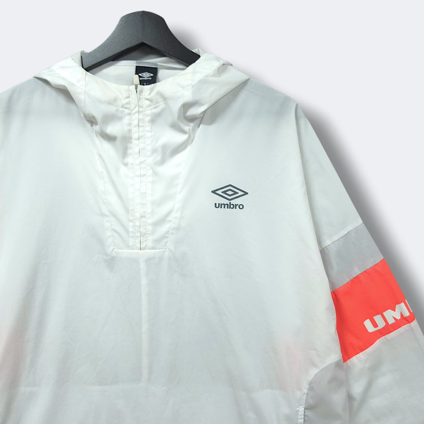 [BUNJANG] Umbro White Arm Logo Half-Zip Hoodie Windbreaker Anorak / [95] 엄브로 화이트 암 로고 하프집업 후드 바람막이 아노락