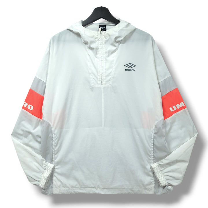 [BUNJANG] Umbro White Arm Logo Half-Zip Hoodie Windbreaker Anorak / [95] 엄브로 화이트 암 로고 하프집업 후드 바람막이 아노락