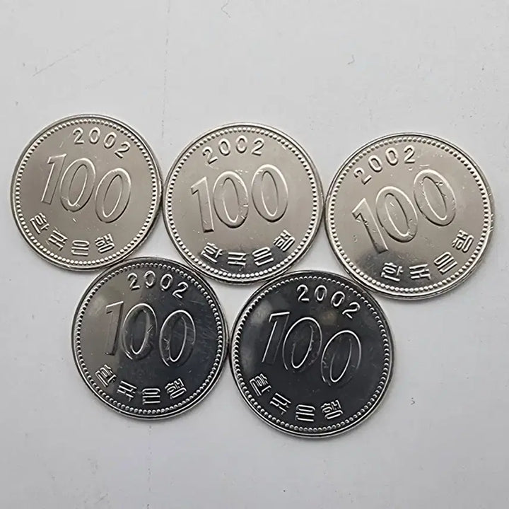[BUNJANG] 2002 Uncirculated 100 Won Coins (Set of 5) / 2002년 미사용 100주화 5개