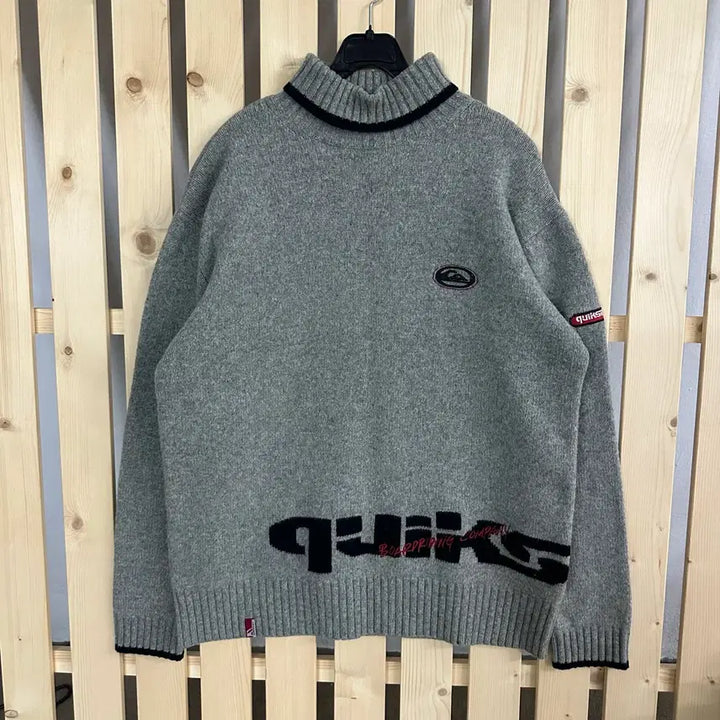 [BUNJANG] Quiksilver Gray High Neck Knit Sweater / (L) 퀵실버 그레이 하이넥 니트 목폴라