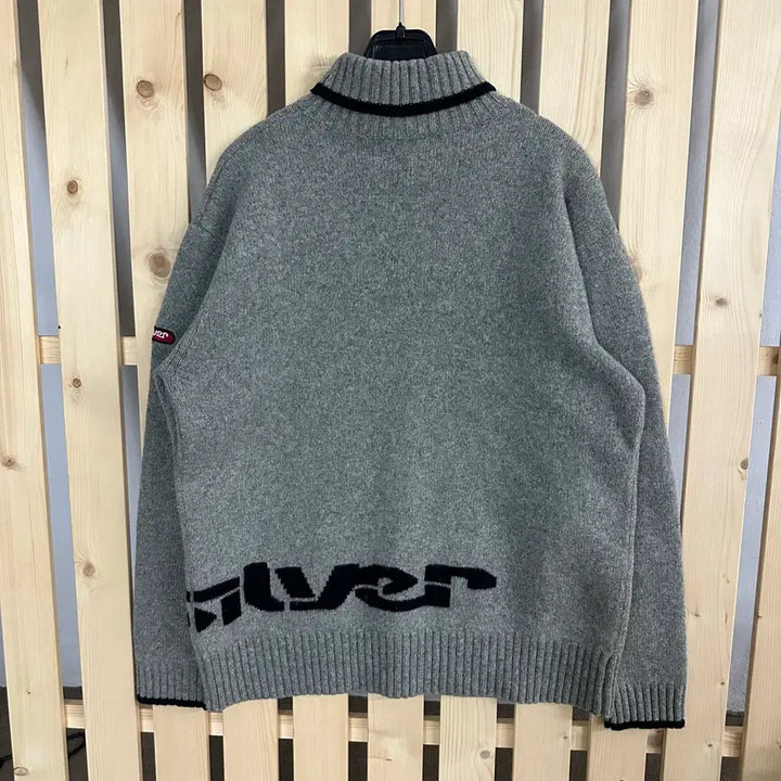 [BUNJANG] Quiksilver Gray High Neck Knit Sweater / (L) 퀵실버 그레이 하이넥 니트 목폴라