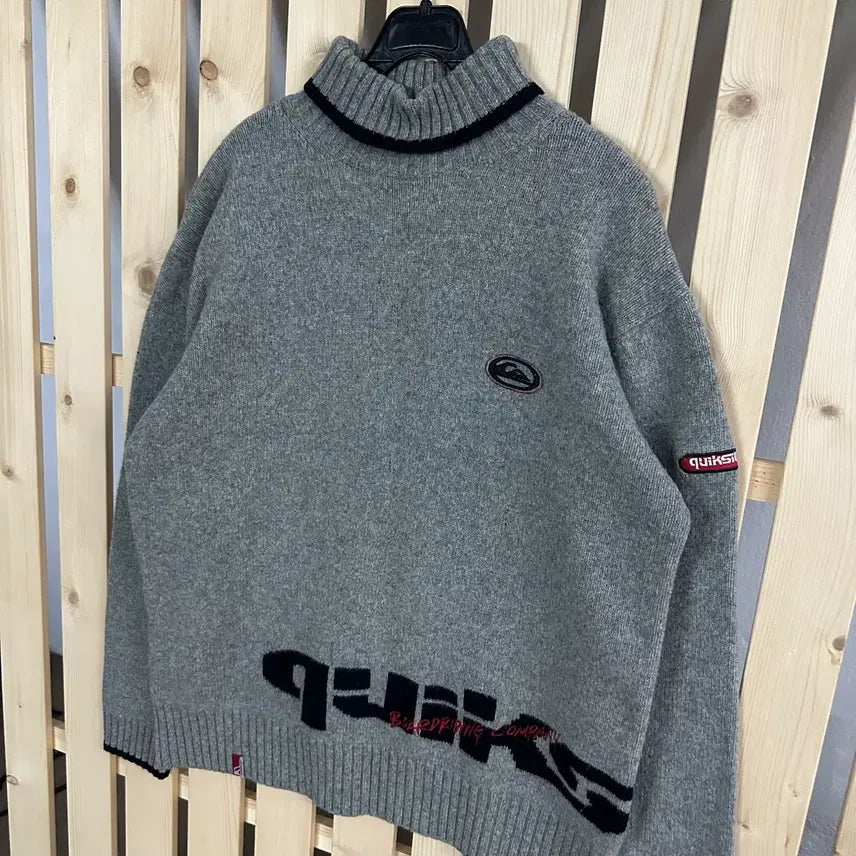 [BUNJANG] Quiksilver Gray High Neck Knit Sweater / (L) 퀵실버 그레이 하이넥 니트 목폴라