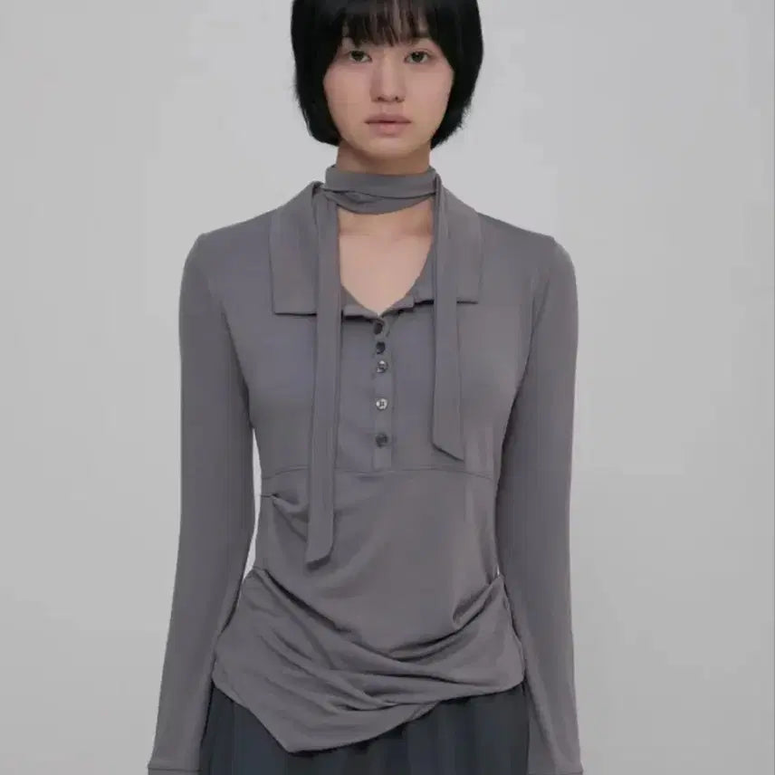 [SOLD OUT] 플레어업 드레이프 셔츠 롱슬리브 차콜 (새상품)