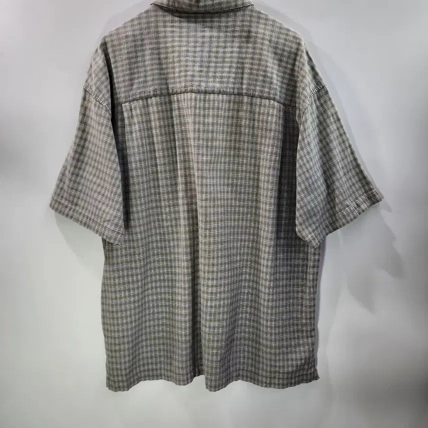 [BUNJANG] Arizona Jean Company Olive Check Short Sleeve Shirt / [L] 애리조나 진 컴퍼니 올리브 체크 반팔 셔츠 2.0