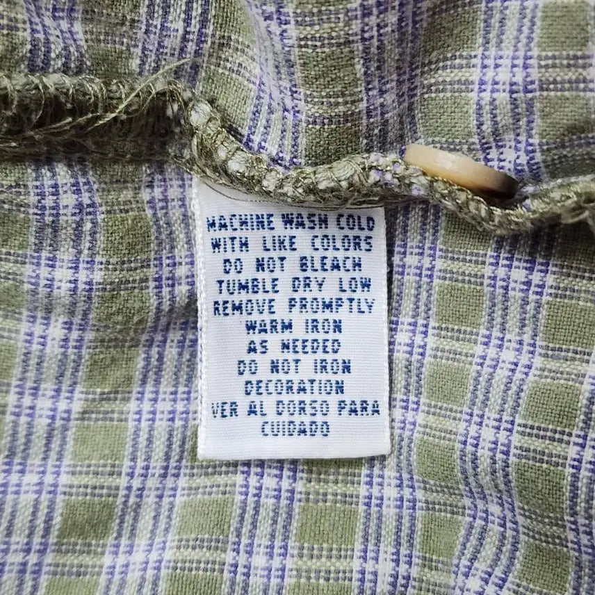 [BUNJANG] Arizona Jean Company Olive Check Short Sleeve Shirt / [L] 애리조나 진 컴퍼니 올리브 체크 반팔 셔츠 2.0