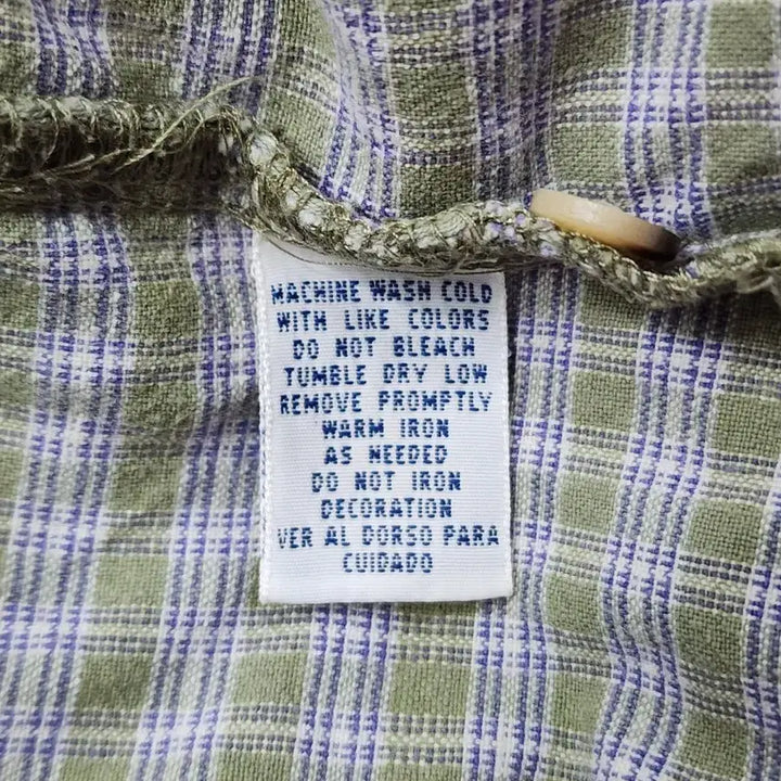 [BUNJANG] Arizona Jean Company Olive Check Short Sleeve Shirt / [L] 애리조나 진 컴퍼니 올리브 체크 반팔 셔츠 2.0