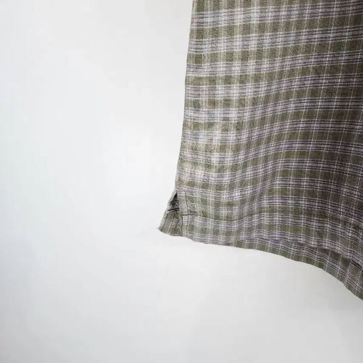[BUNJANG] Arizona Jean Company Olive Check Short Sleeve Shirt / [L] 애리조나 진 컴퍼니 올리브 체크 반팔 셔츠 2.0