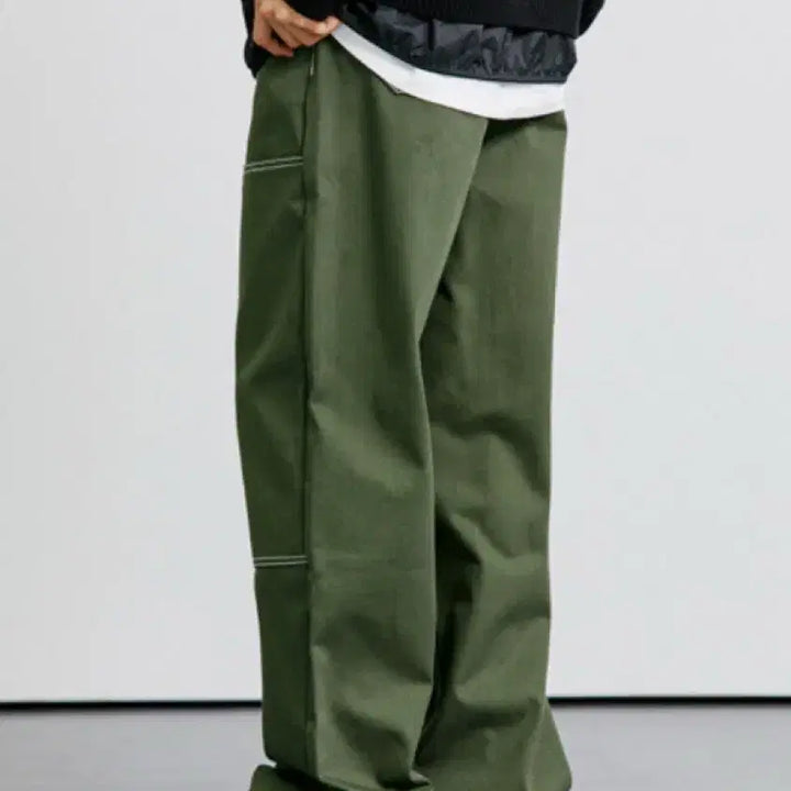 [SOLD OUT] 케이엔드 히로이 더블니 와이드 팬츠 카키