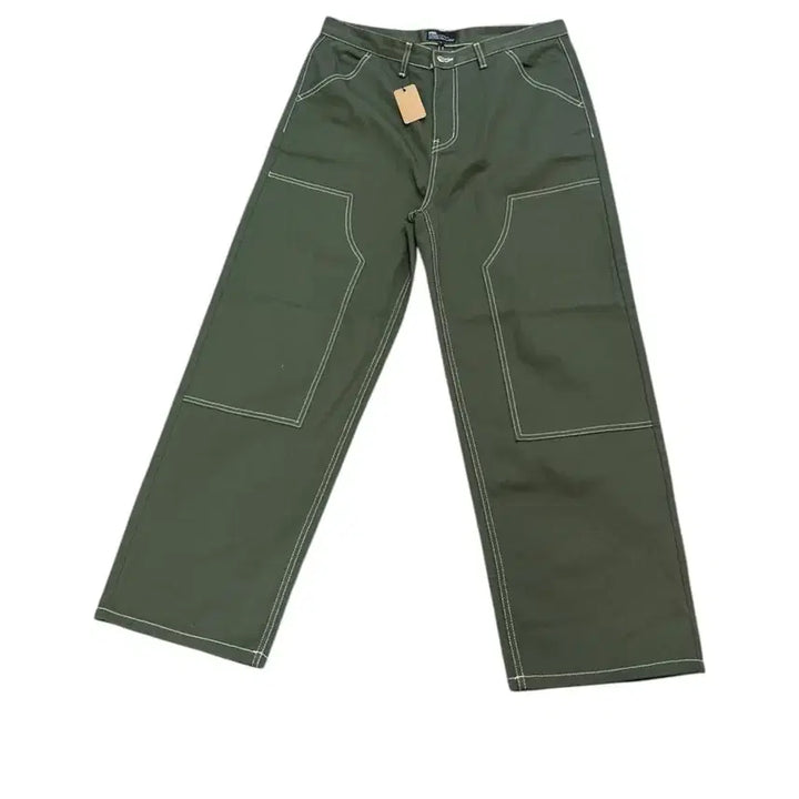 [SOLD OUT] 케이엔드 히로이 더블니 와이드 팬츠 카키