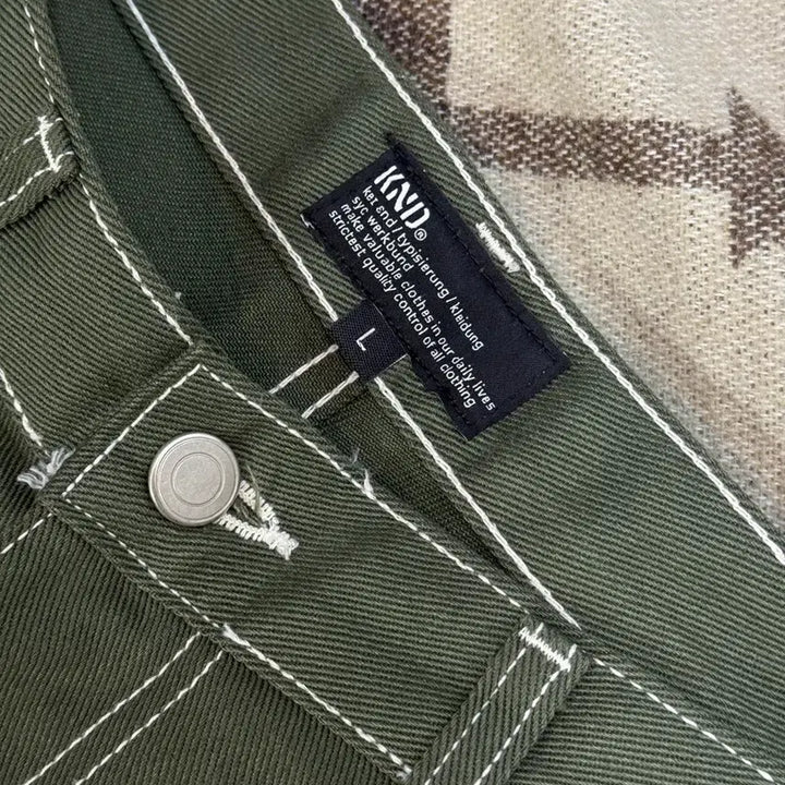 [SOLD OUT] 케이엔드 히로이 더블니 와이드 팬츠 카키