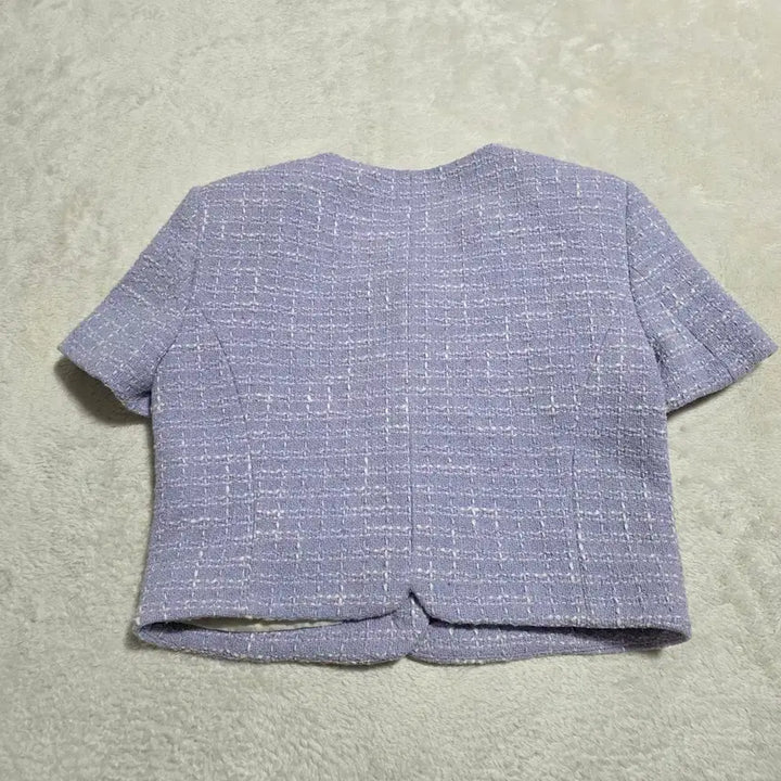 [BUNJANG] ZARA Tweed Short Sleeve Jacket / (S)여성 자라 트위드 반팔 자켓 퍼플