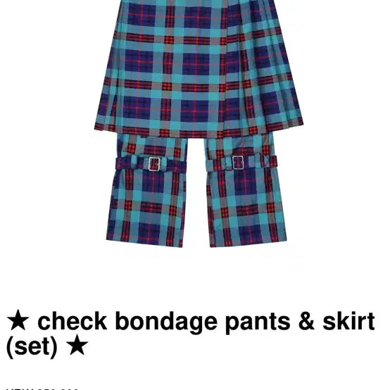 [BUNJANG] Stekkieuse Check Bondage Skirt and Pants Set / 스테키유스 체크 본디지 스커트 팬츠 세트