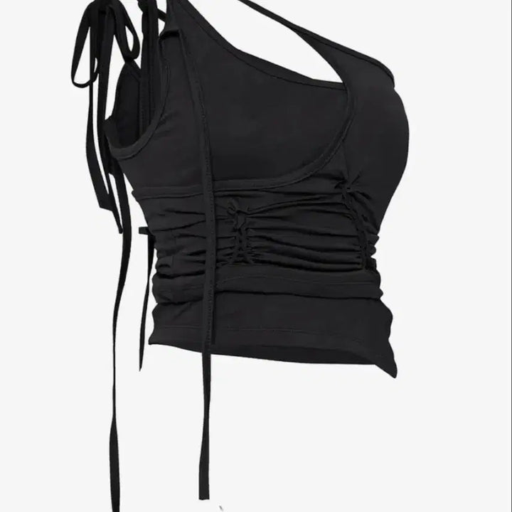 [BUNJANG] Flareup Handmade Twist Layered Top - Black / 플레어업 핸드메이드 트위스트 레이어드 탑 블랙 (새상품)