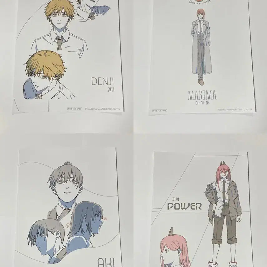 [BUNJANG] Chainsaw Man Denji Makima Aki Power A4 Illustration Poster Set / 체인소맨 팝업 특전 A4 원화 포스터 4종(덴지, 마키마, 아키, 파워)