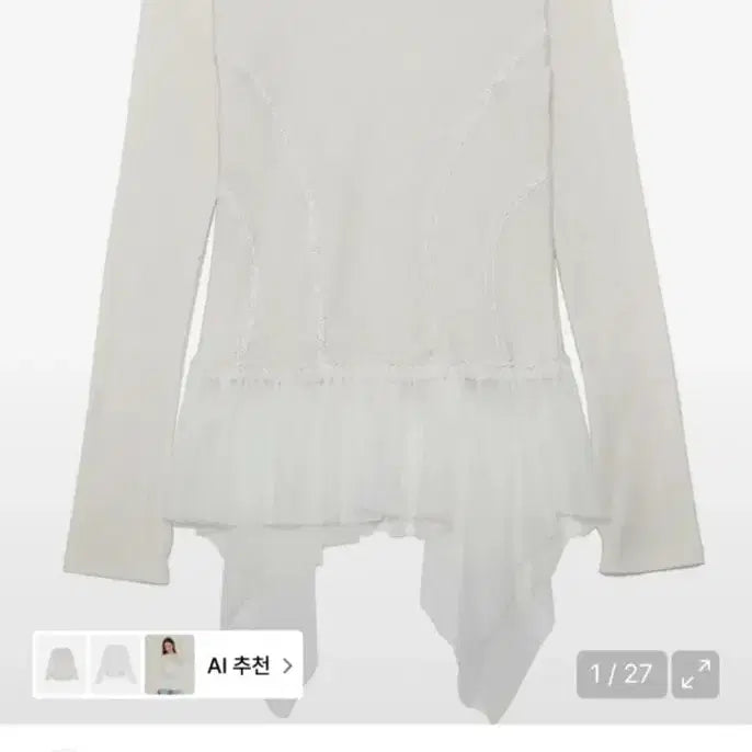 [BUNJANG] Flareup Layered Lace Frill Long Sleeve Cream Top / 플레어업 레이어드 레이스 프릴 롱슬리브 크림 (새상품)
