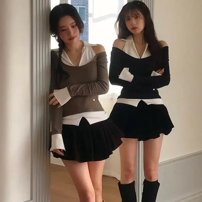 [SOLD OUT] 클라우드이모션 바나 레이어드 탑 검은색