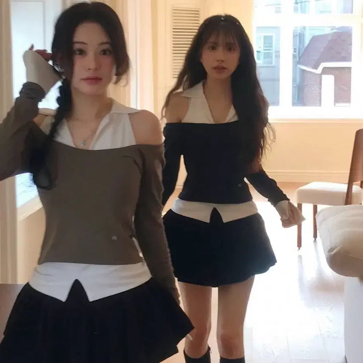 [SOLD OUT] 클라우드이모션 바나 레이어드 탑 검은색