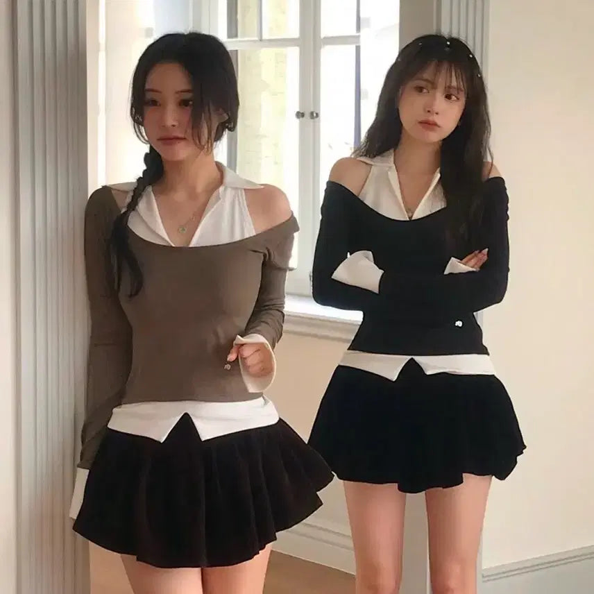 [SOLD OUT] 클라우드이모션 바나 레이어드 탑 검은색