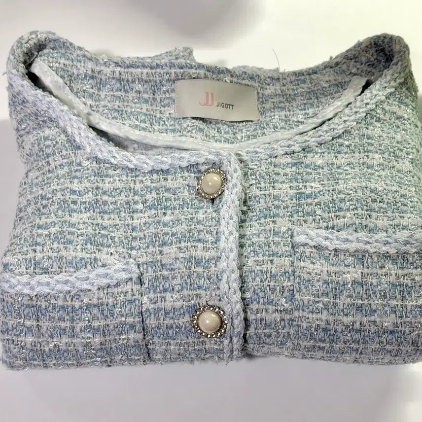 [BUNJANG] JJ JIGOTT Sky Blue Tweed Jacket / JJ JIGOTT 여름 하늘색 트위드자켓