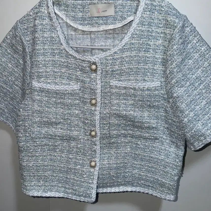 [BUNJANG] JJ JIGOTT Sky Blue Tweed Jacket / JJ JIGOTT 여름 하늘색 트위드자켓