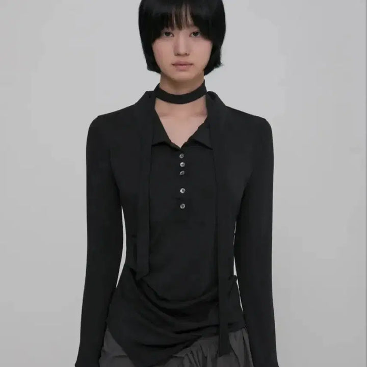 [SOLD OUT] 플레어업 드레이프 셔츠 롱슬리브 블랙 (택달린 새상품)