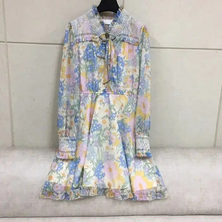 [SOLD OUT] 짐머만  플라워 패턴 롱원피스 쉬폰 리본타이