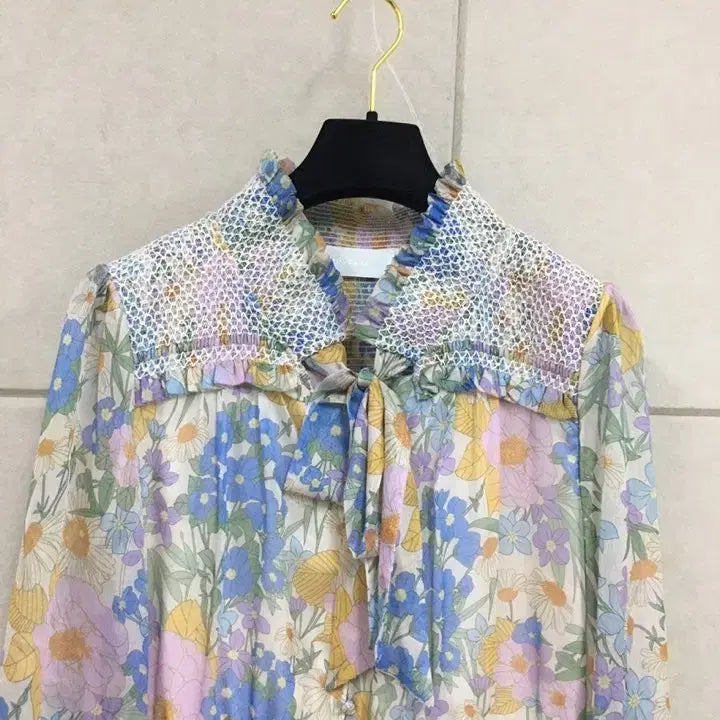 [SOLD OUT] 짐머만  플라워 패턴 롱원피스 쉬폰 리본타이