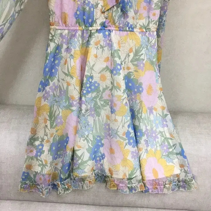 [SOLD OUT] 짐머만  플라워 패턴 롱원피스 쉬폰 리본타이