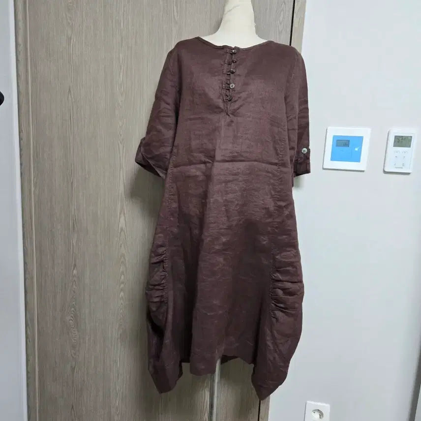 [BUNJANG] Linen Brown Long Dress / 린넨 브라운 롱 원피스 5부