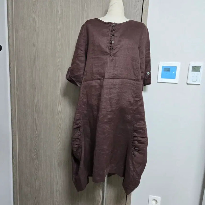 [BUNJANG] Linen Brown Long Dress / 린넨 브라운 롱 원피스 5부