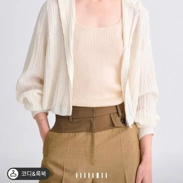 [SOLD OUT] 한섬 타임 후드 니트 집업 점퍼 새상품