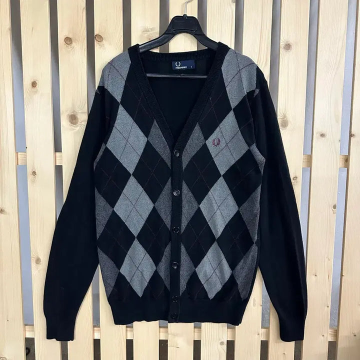 [BUNJANG] Fred Perry Argyle Knit Cardigan / (S) 프레드페리 아가일 니트 가디건