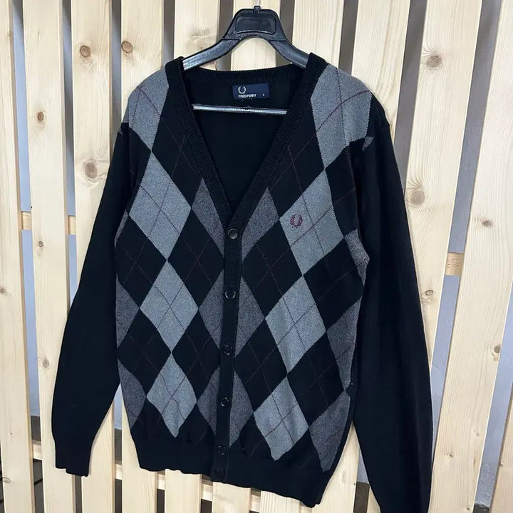 [BUNJANG] Fred Perry Argyle Knit Cardigan / (S) 프레드페리 아가일 니트 가디건