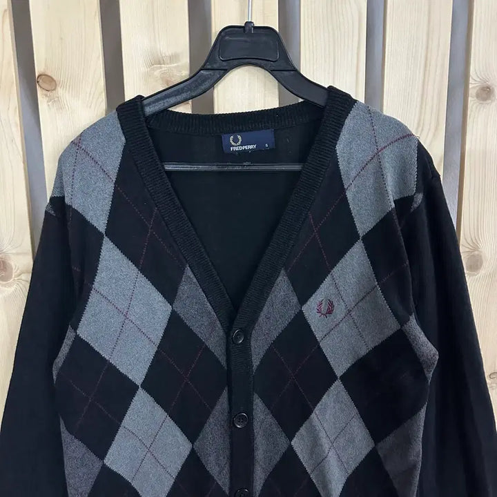 [BUNJANG] Fred Perry Argyle Knit Cardigan / (S) 프레드페리 아가일 니트 가디건