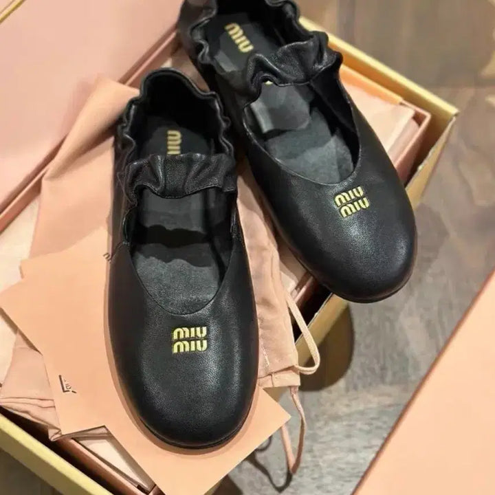 [BUNJANG] Miu Miu Nappa Leather Ballerina Flat - Black / 미우미우 나파 가죽 발레리나 플랫 블랙