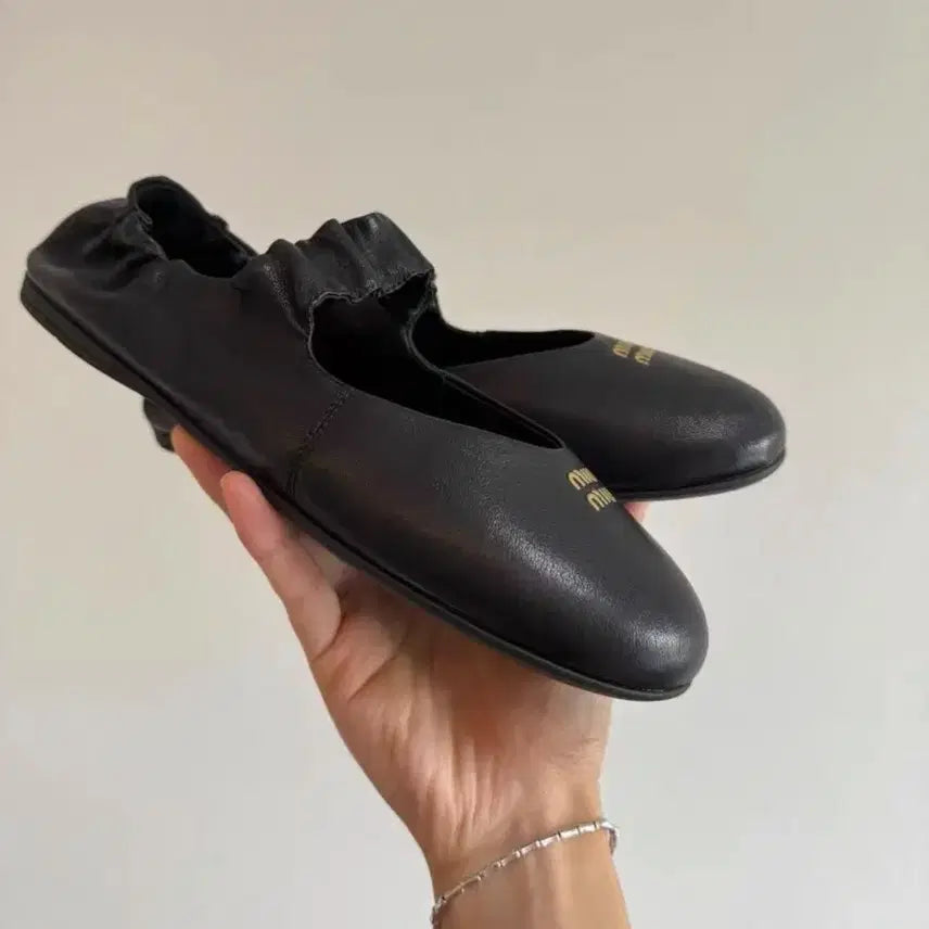 [BUNJANG] Miu Miu Nappa Leather Ballerina Flat - Black / 미우미우 나파 가죽 발레리나 플랫 블랙