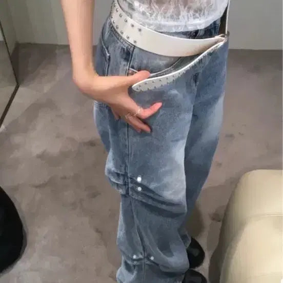 [BUNJANG] Soand Rivets Point Denim Pants / Soand rivets point denim pants M
